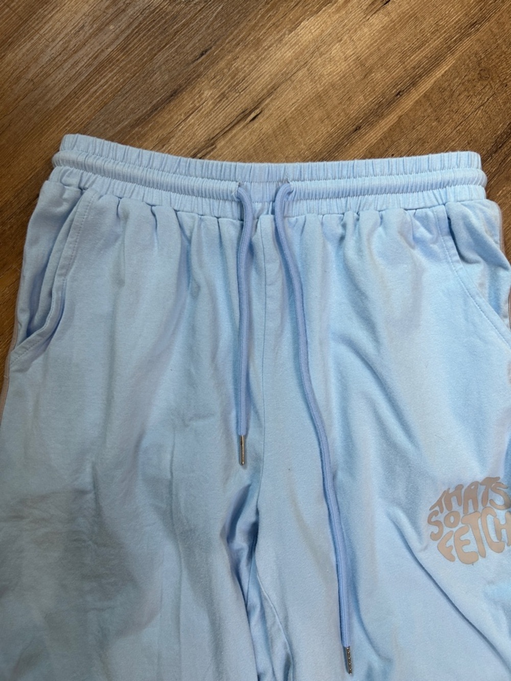 Light Blue Drawstring Wide-Leg Sweatpants - Picture 3 of 8